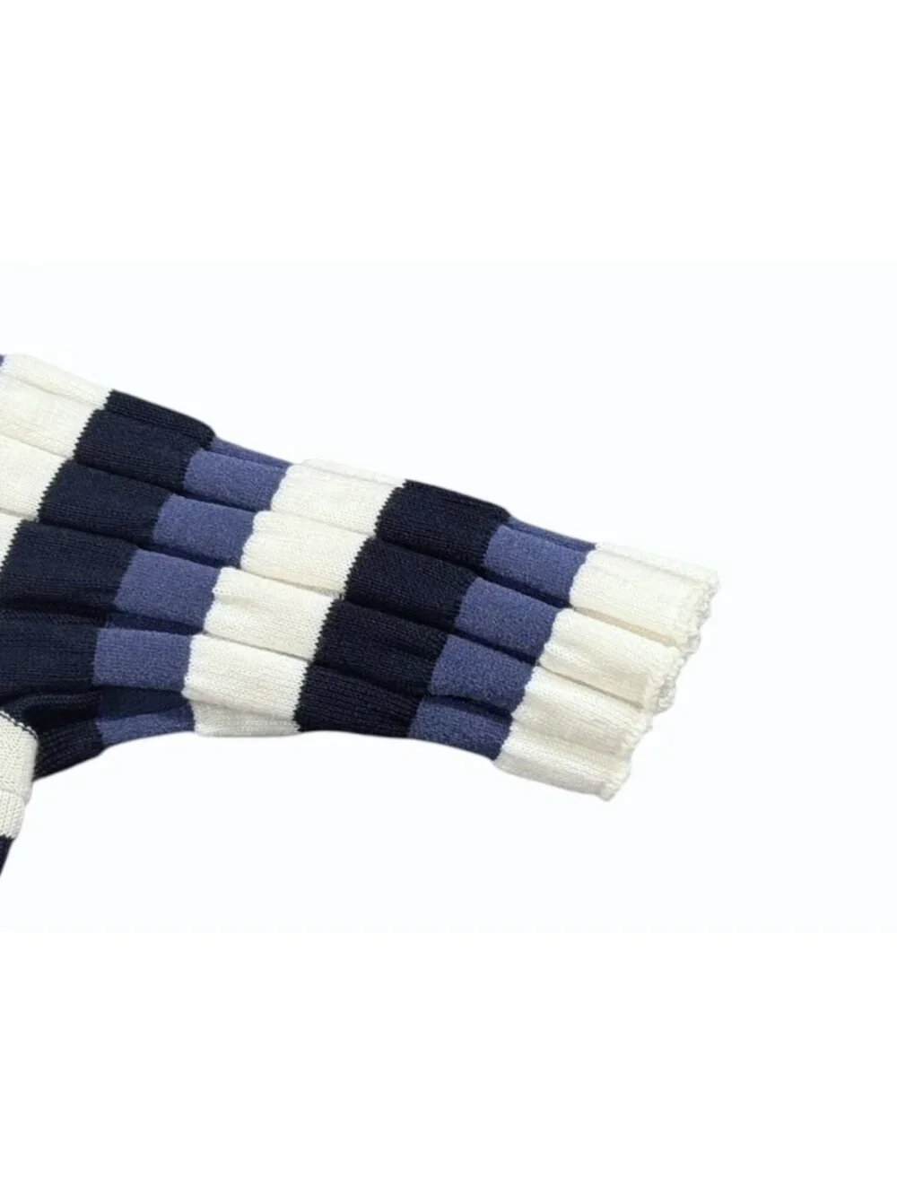 Louis Vuitton Border Rib Knit Short Sleeve Top Blue White Sweater